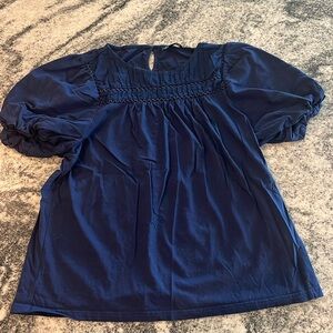JCREW navy puff sleeve top size Large